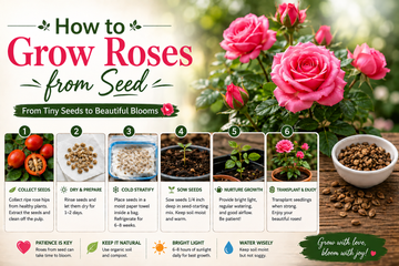 Rose seedlings growing from seeds in a home garden