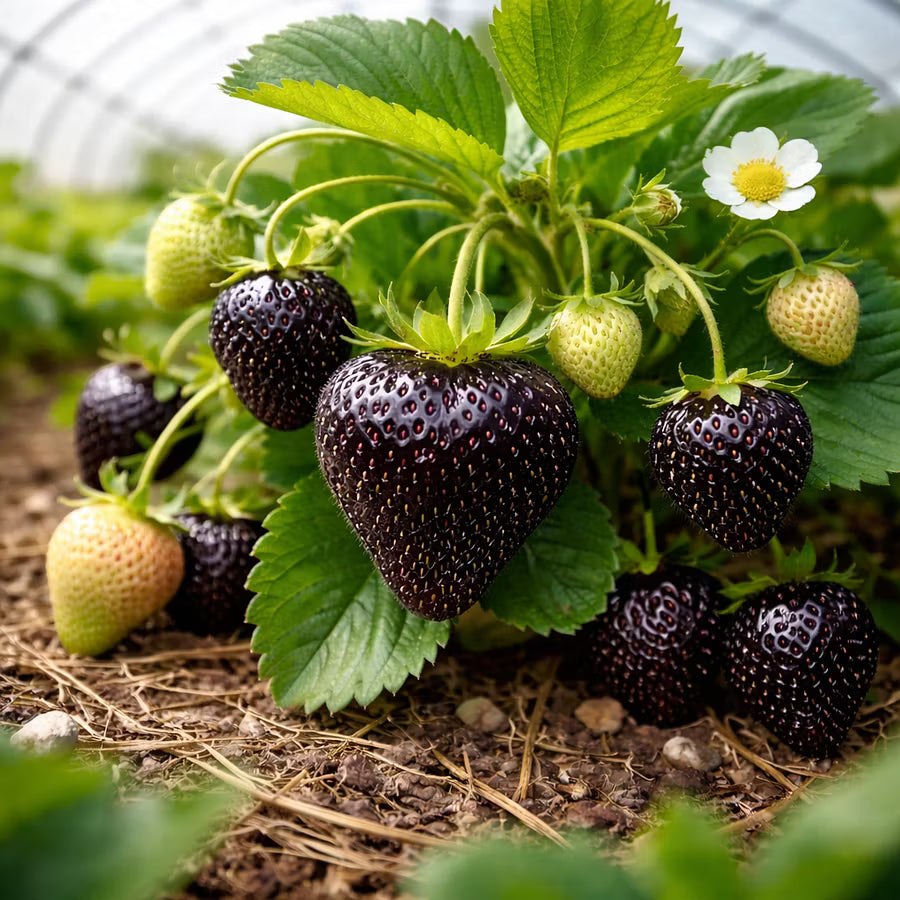 Rare Black Strawberries Seeds for Planting - Grow Unique Juicy Dark Strawberries in Your Garden