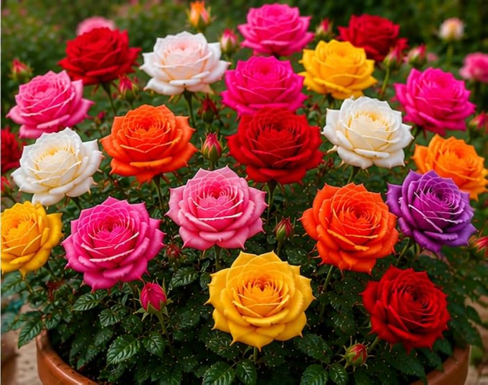 Mixed Rose planting selection for an outdoor garden