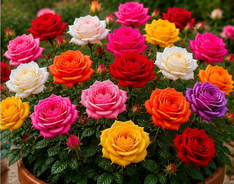 Mixed Rose planting selection for an outdoor garden