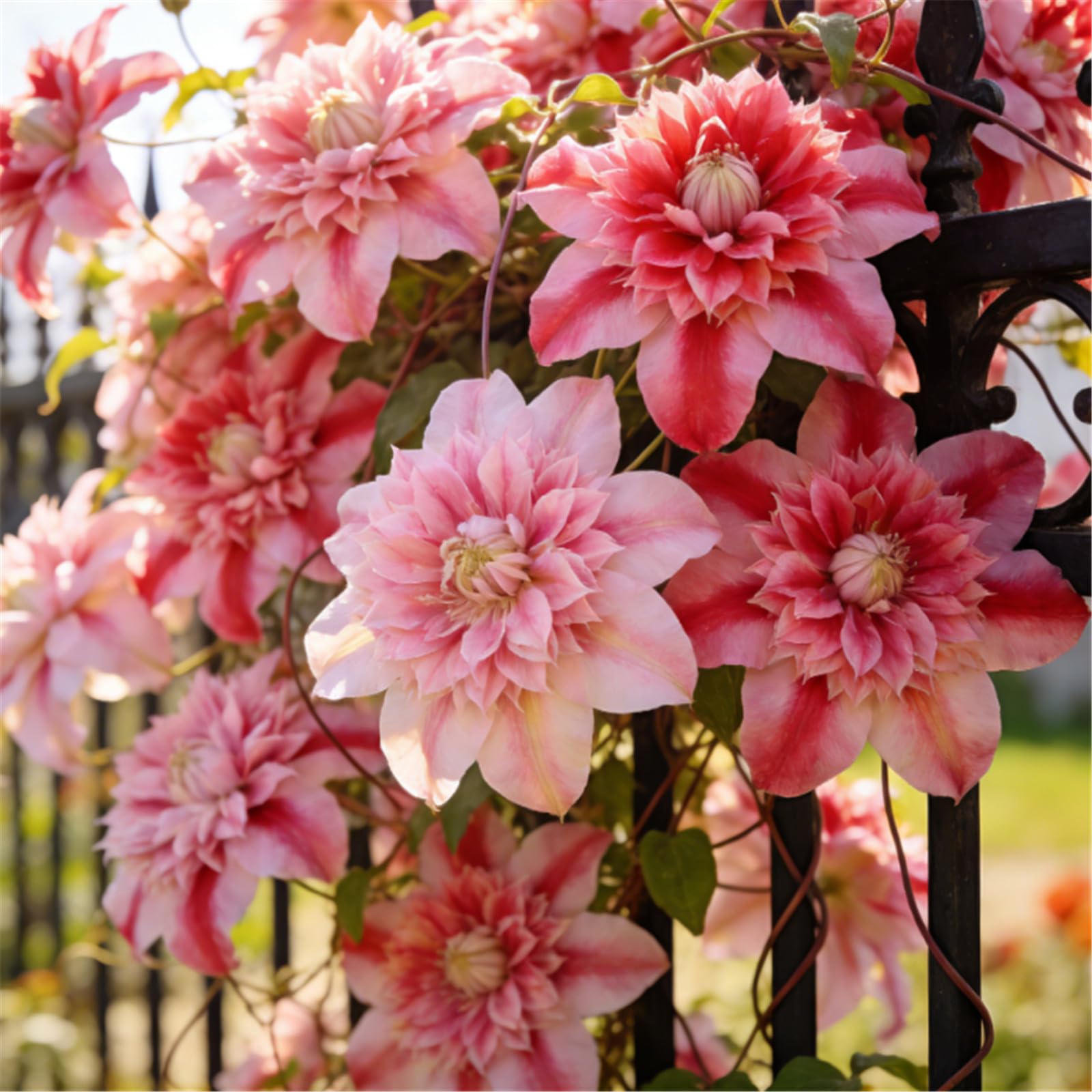 Shade-tolerant Clematis growing in a garden setting