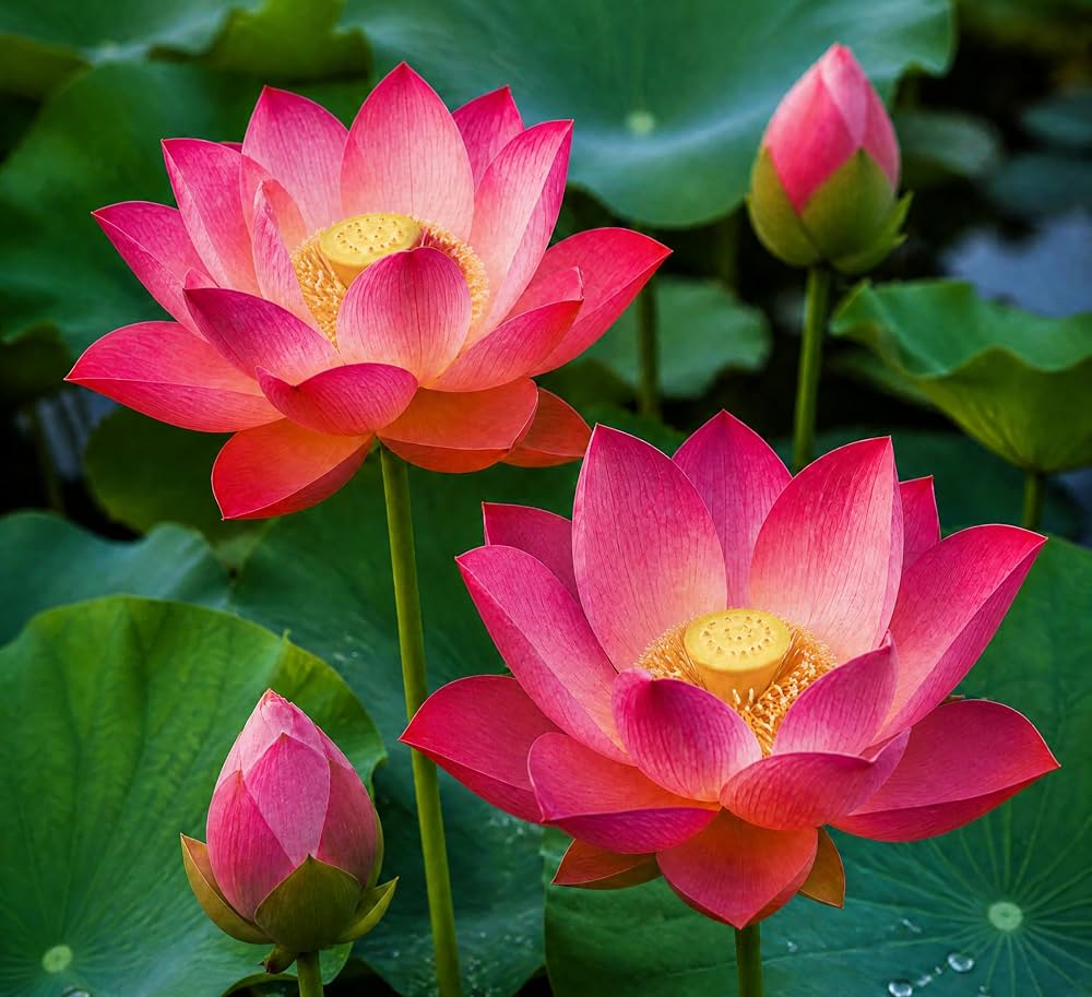 Mixed color lotus plants for ponds and outdoor gardens