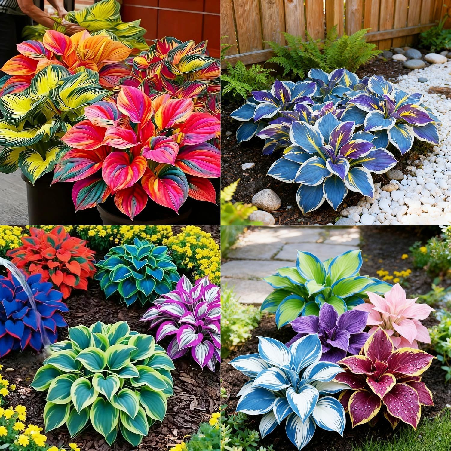 Hosta planting creating attractive foliage in a shaded garden border

