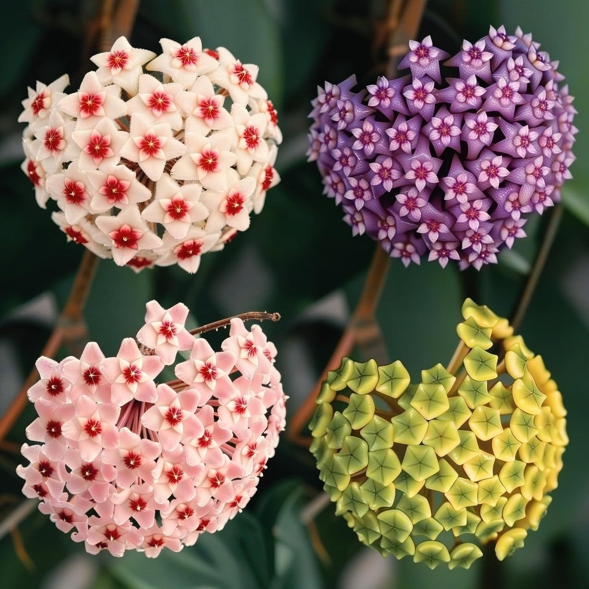 Decorative Hoya flowering plant growing in a container with vibrant blooms