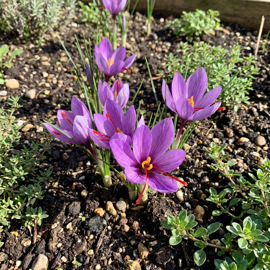 Saffron Crocus Flower Seeds for Garden Growing with Elegant Purple Blooms