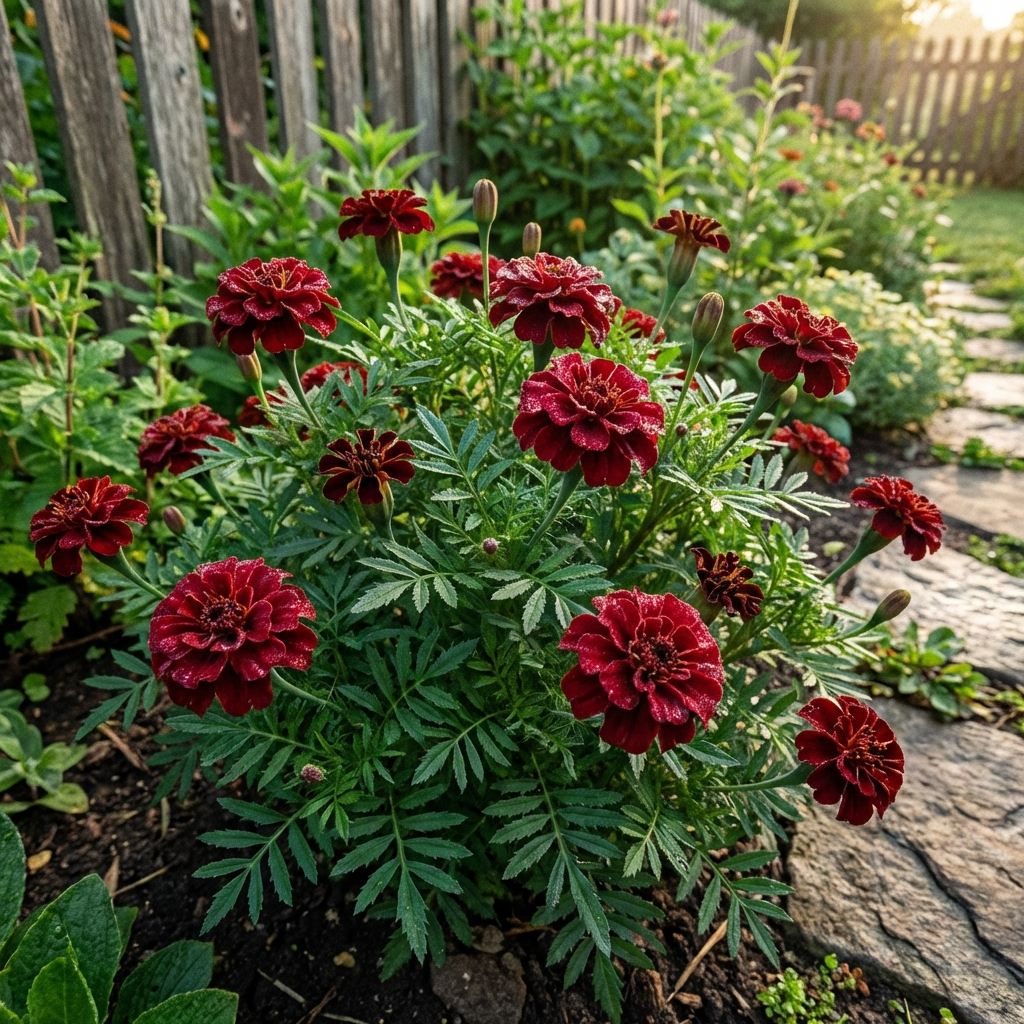 Dark Red Marigold Flower Seeds for Home Garden Beds, Borders, and Seasonal Displays