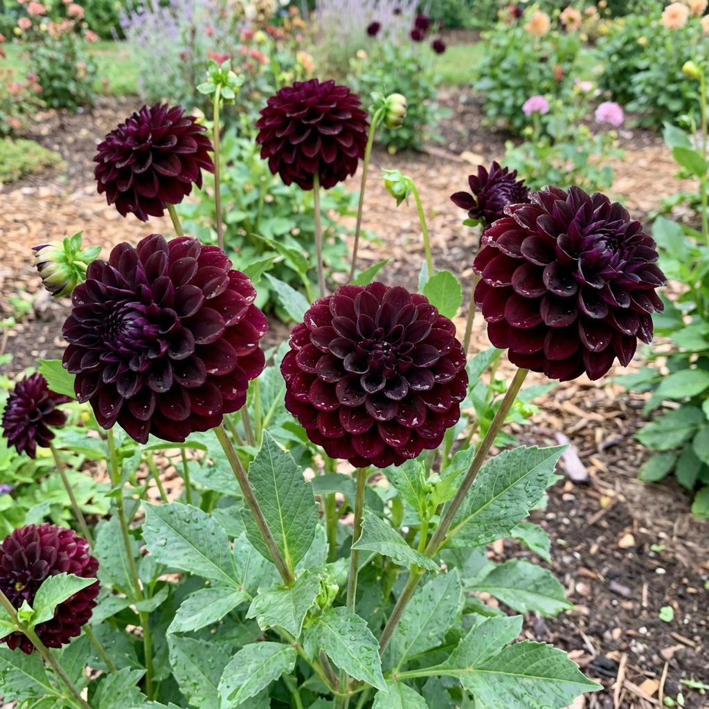 Dahlia pinnata Black Pompon Variety Flower Seeds for Decorative Garden Display