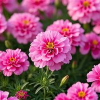Heirloom Pink French Marigold plants with vibrant pink blooms and green foliage.