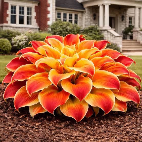 Ornamental Hosta adding texture and color to a woodland landscape.
