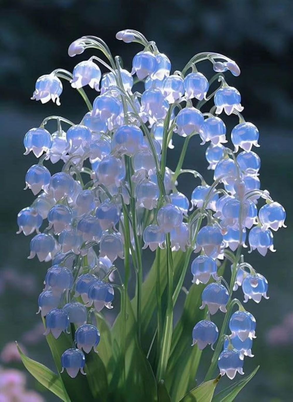 Elegant blue perennial flowers in a shaded landscape