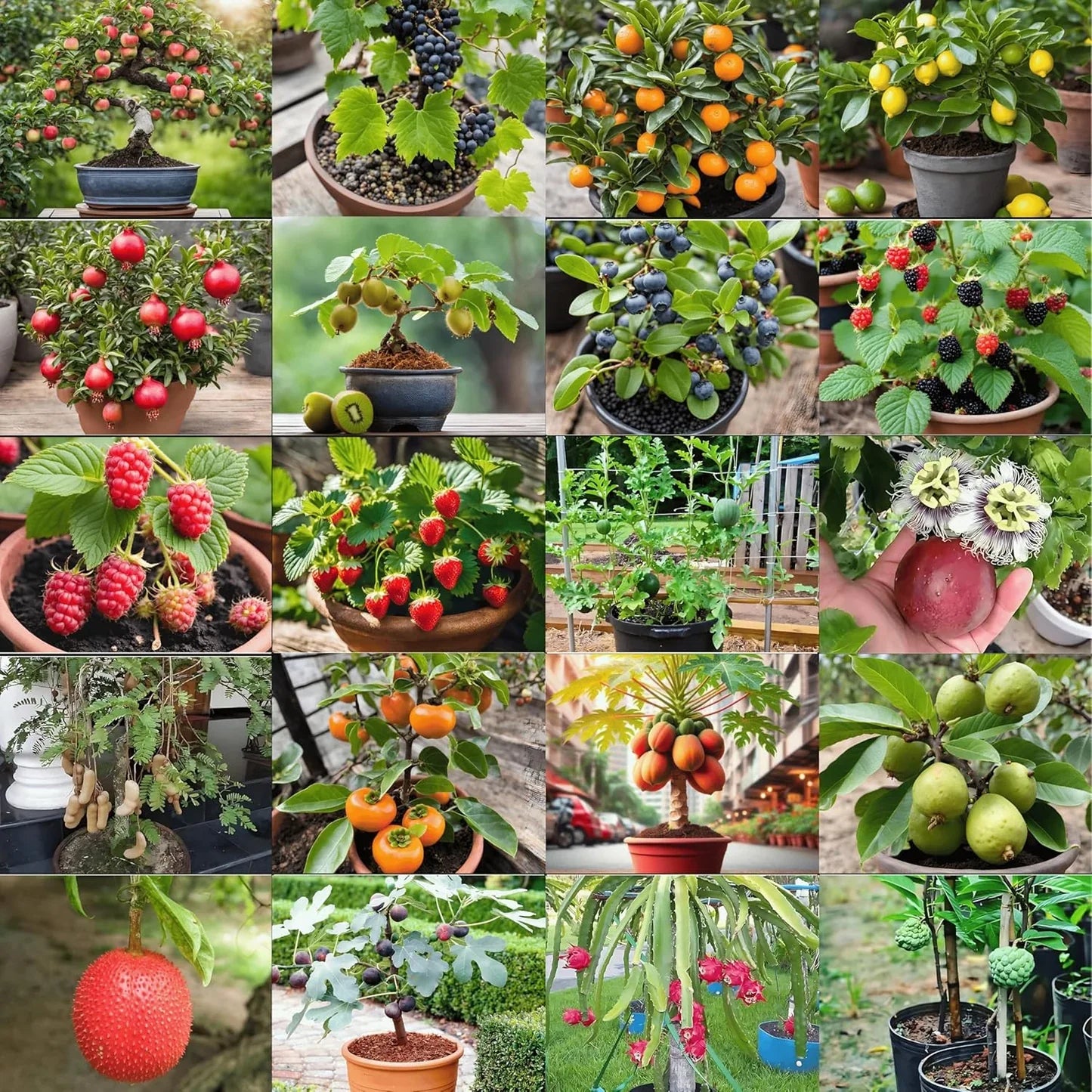 Mixed heirloom dwarf fruit seeds suitable for raised beds and patio gardens.