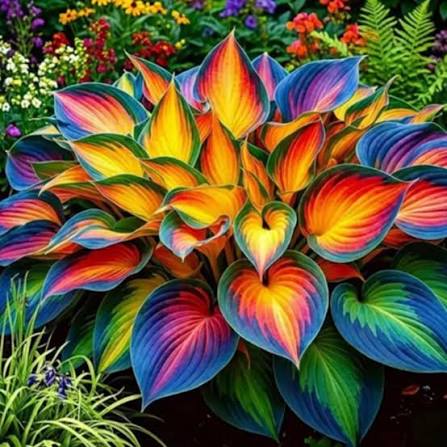 Rainbow Hosta bulb for woodland gardens, borders, and outdoor containers.