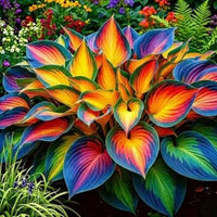 Rainbow Hosta bulb for woodland gardens, borders, and outdoor containers.
