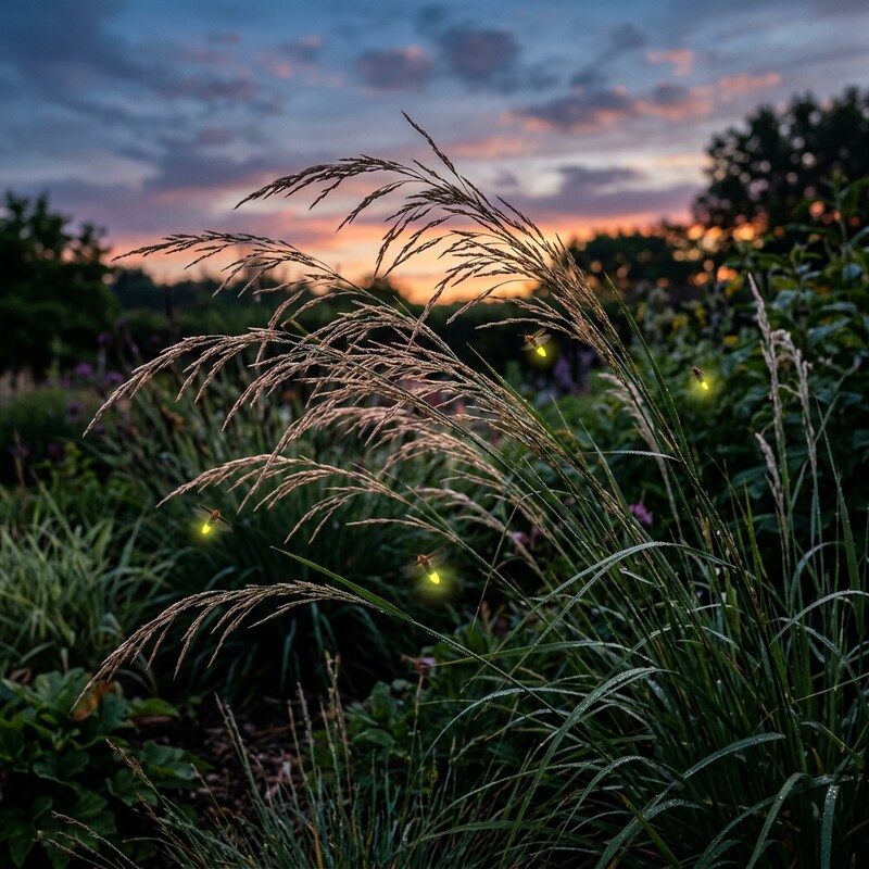 Molinia Caerulea Arundinacea ornamental grass growing in a landscaped garden