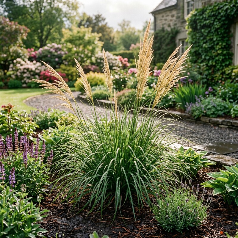 Ampelodesmos Mauritanica ornamental grass growing in a landscaped garden
