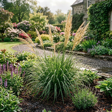 Ampelodesmos Mauritanica ornamental grass growing in a landscaped garden