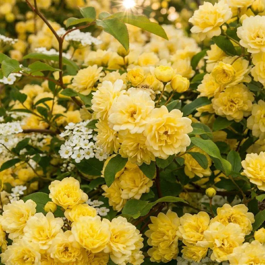 Rosa banksiae Lady Banks' Rose seeds for planting in home gardens.
