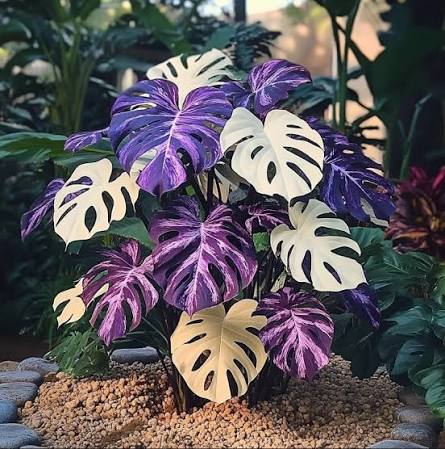 Ornamental palm and monstera plants grown from premium mixed seeds for decorative landscapes